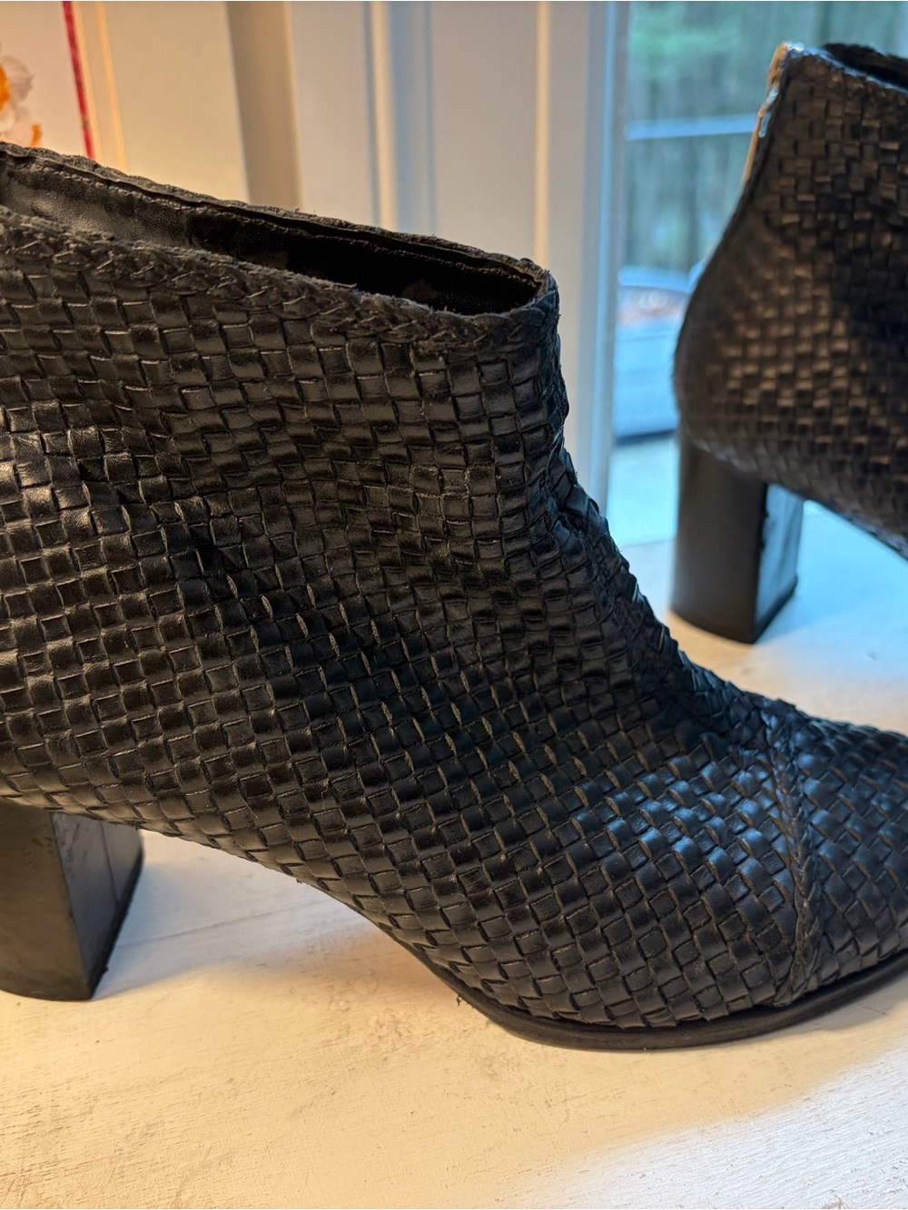 Woven Block-Heel Ankle Booties in Black - Women - Picture 4 of 7